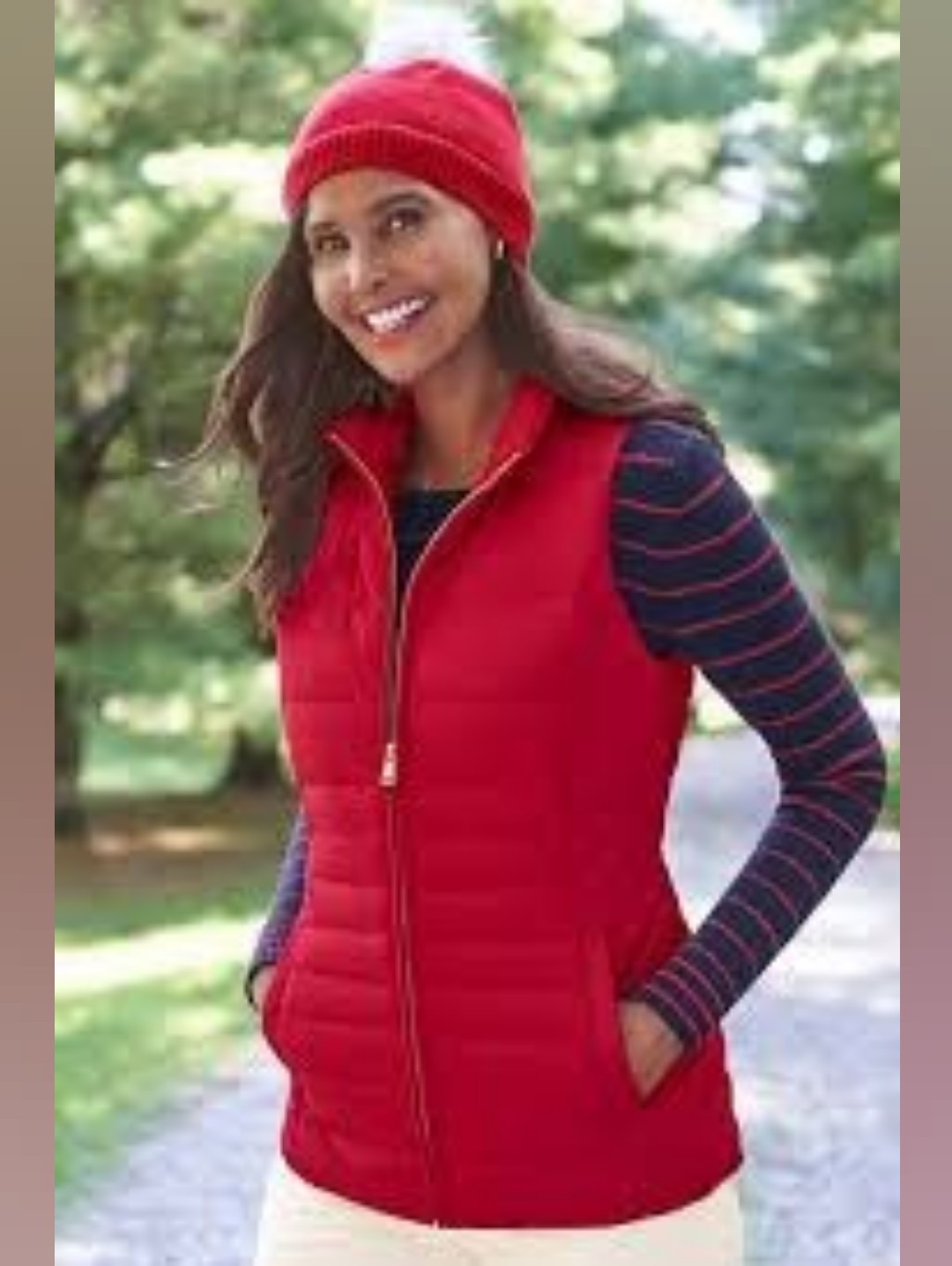 Nwt Price Tag $139!! Talbots Red Quilted Puffer Vest With Gold Zip